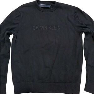 CALVIN KLEIN JEANS Black Tonal Logo Crewneck Sweater - Size M